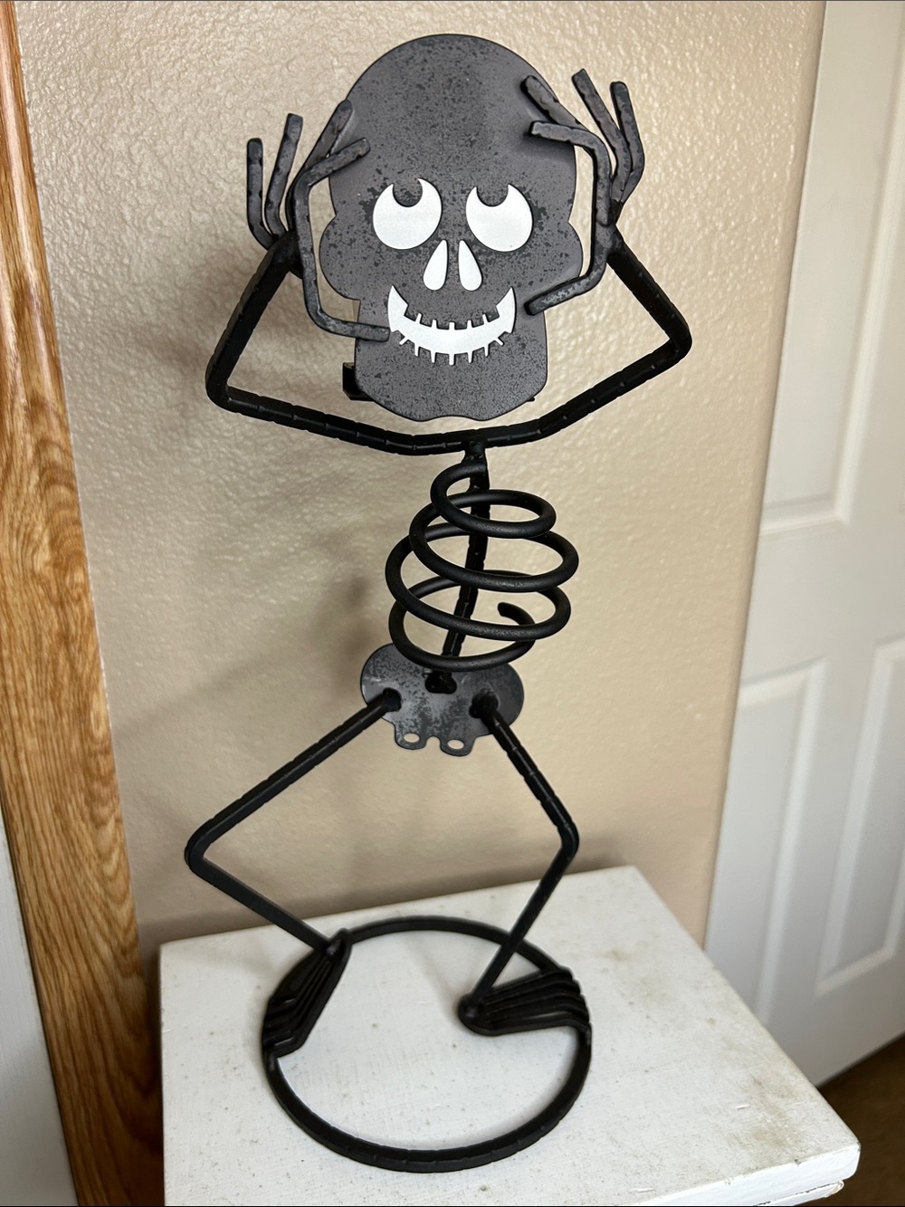 BONES Black Wrought Iron Skeleton Votive Candle Holder